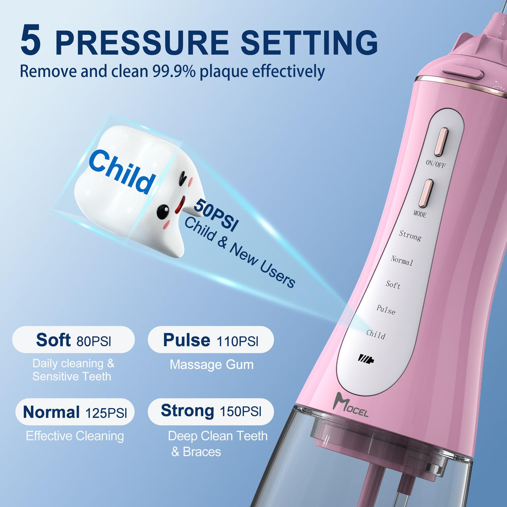 Cordless oral irrigator by MOCEL with rotating nozzle