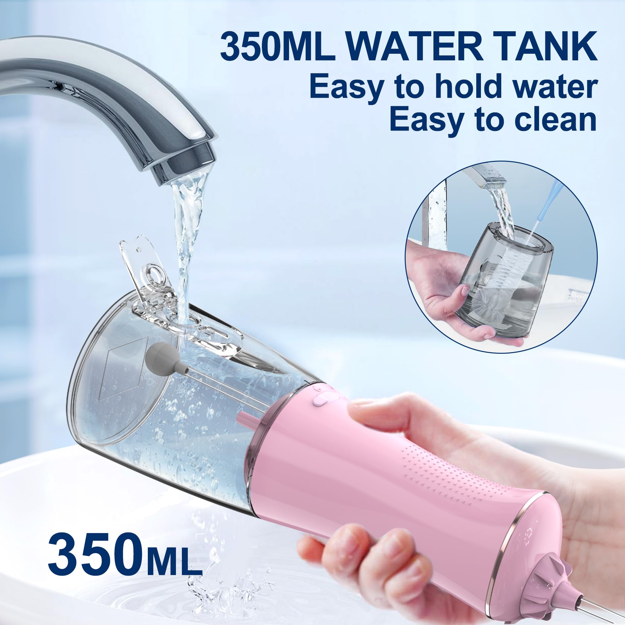 Included six nozzles for MOCEL water flosser in pink