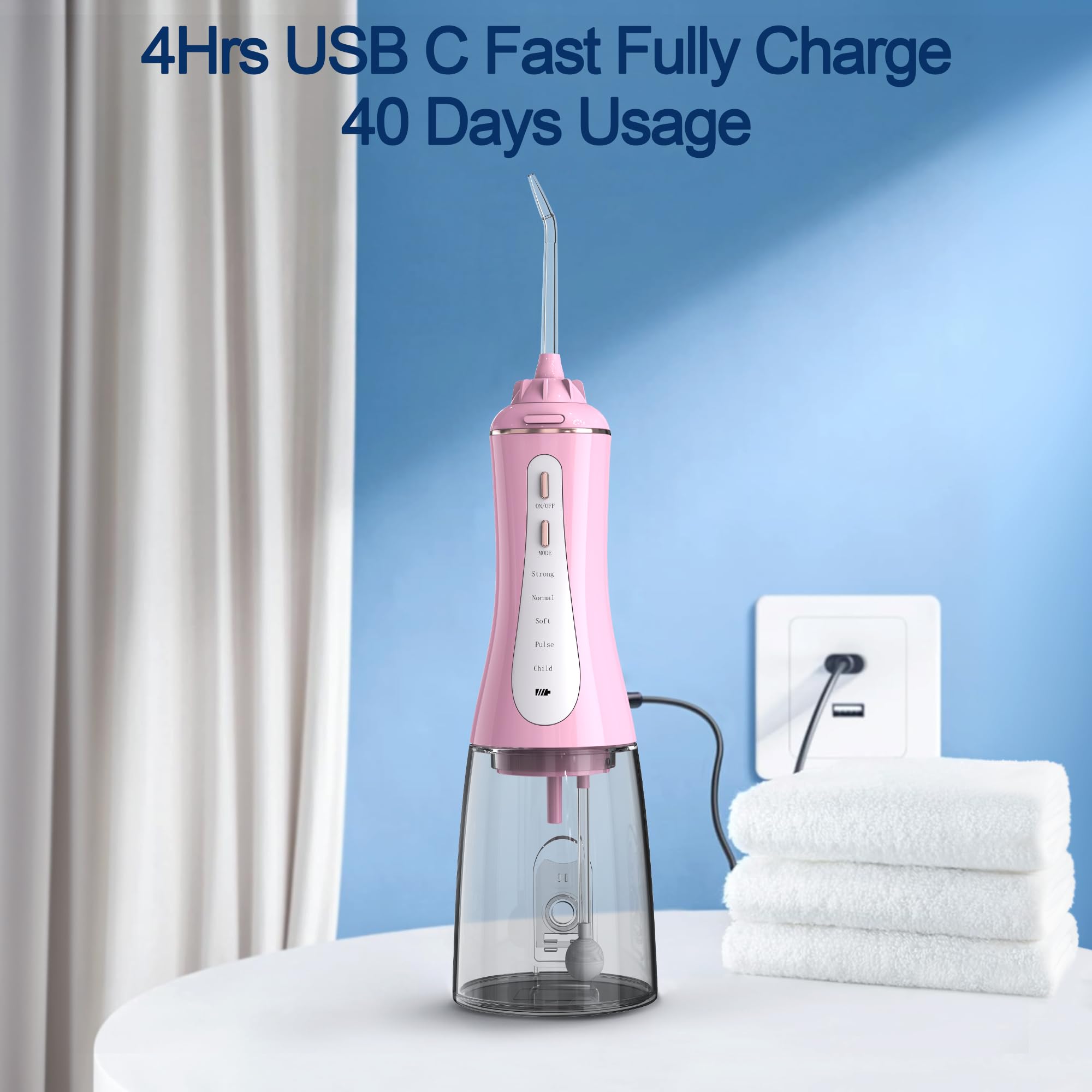 MOCEL Pink water flosser suitable for adults and family use