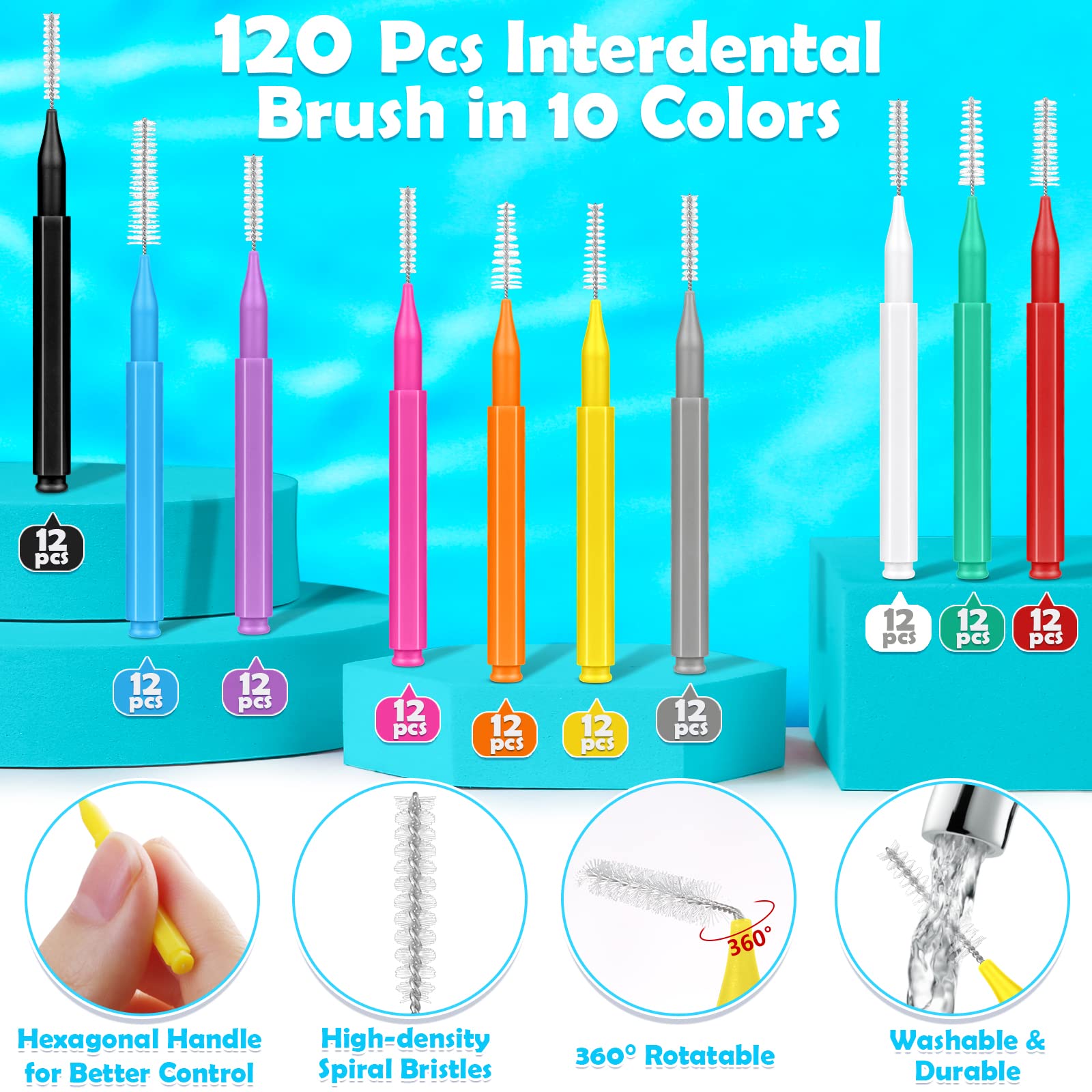 Modacraft interdental brush in Black color for braces and gaps