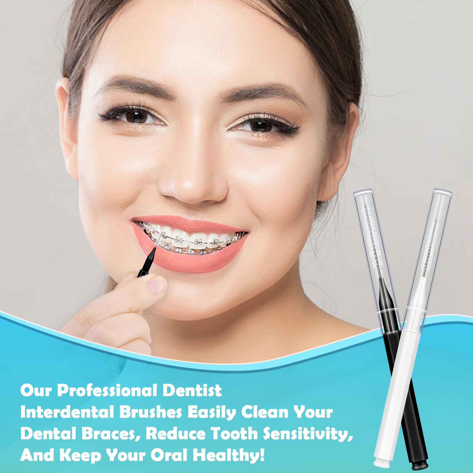 Black and white interdental brushes in kit