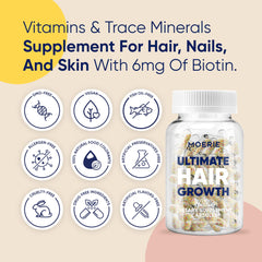 Close-up of Biotin, Q10, minerals ingredients in Moerie formula