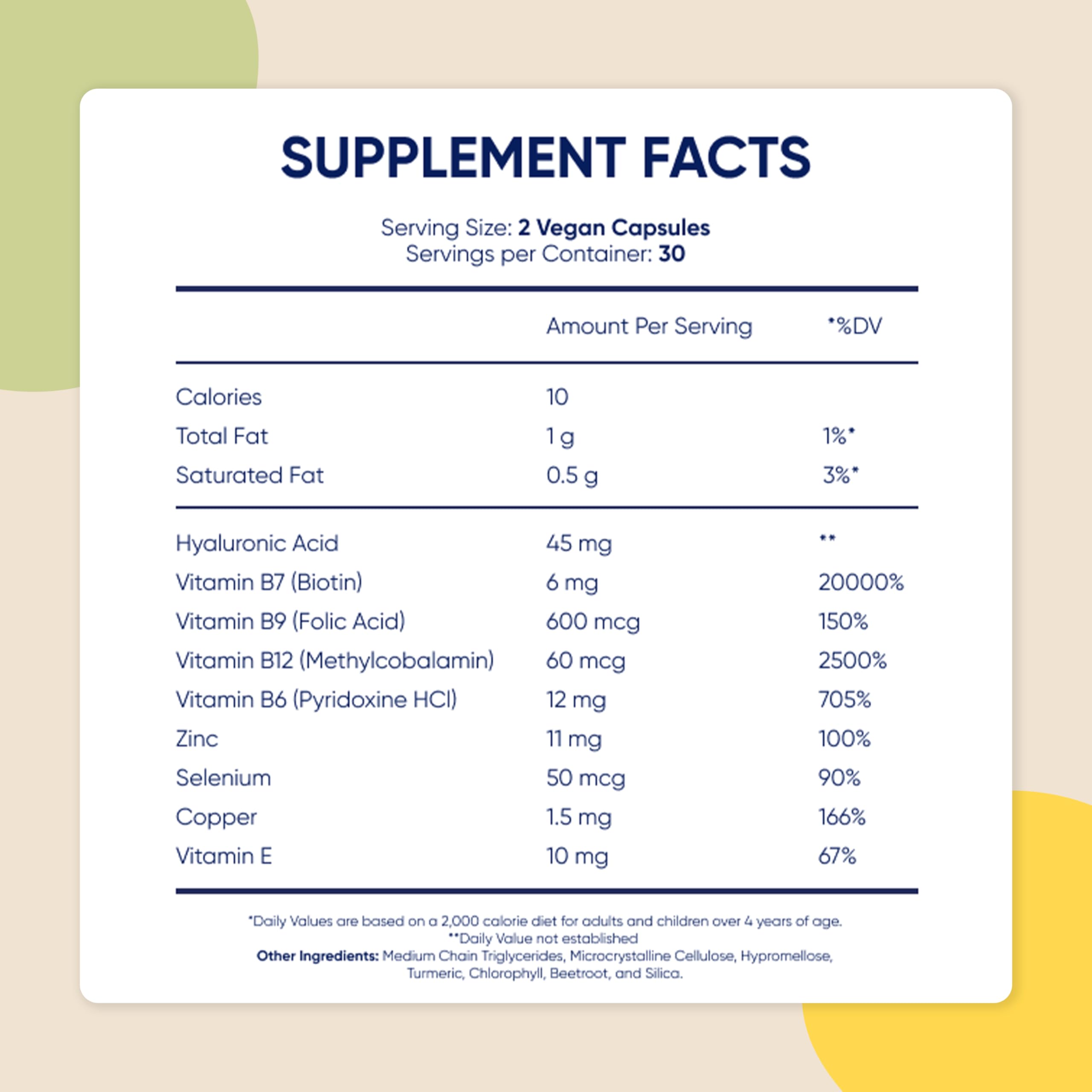 Biotin, Q10, fulvic and hyaluronic acids with minerals