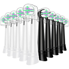 MOFELE IO replacement toothbrush heads in black and white facing forward