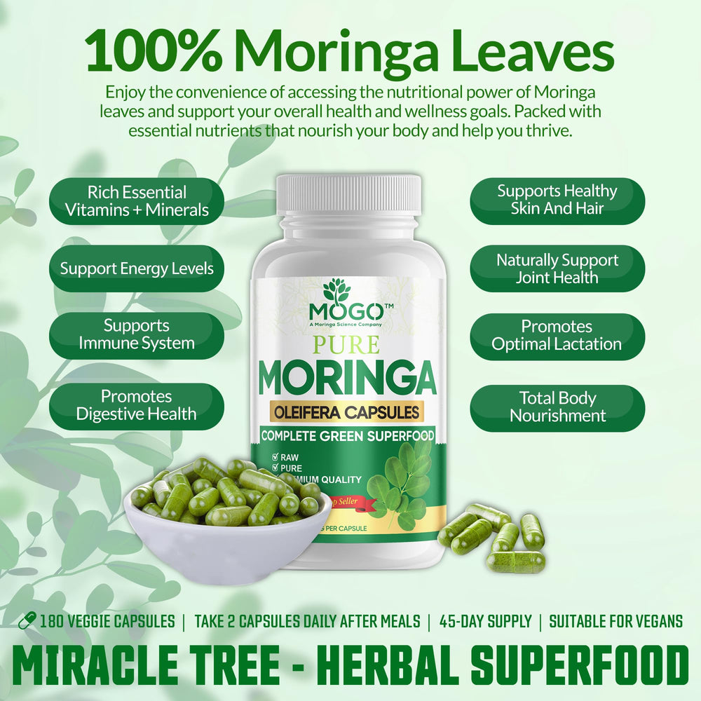 MOGO Moringa Capsules bottle with product label