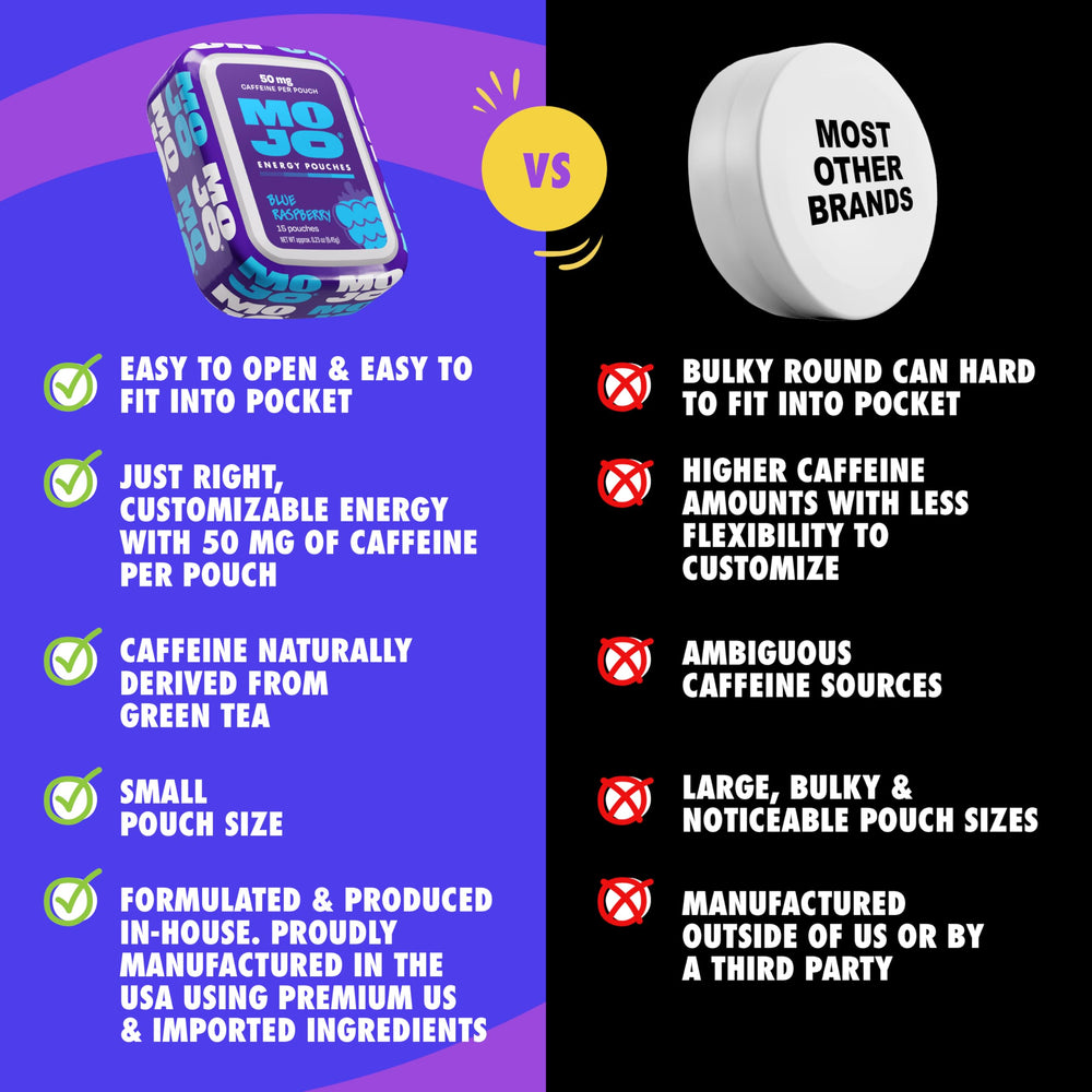 On-the-go MOJO Energy Pouches in a pocket