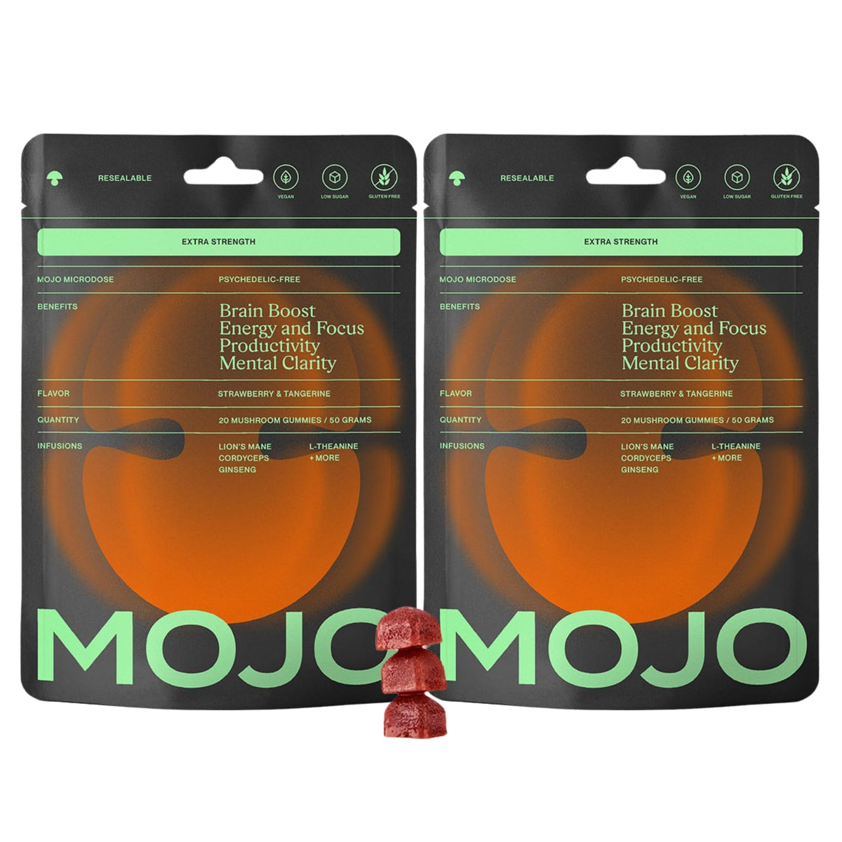 Mojo Focus Gummies bottle with label