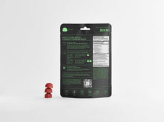 Close-up of Mojo Focus Gummies strawberry tangerine flavor