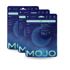 Mojo Sleep Gummies box front showing Blackberry & Plum flavor