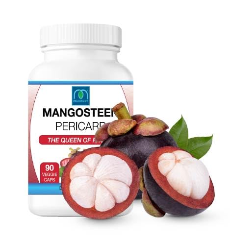 Back view showing supplement facts label on MOJObody Mangosteen Pericarp capsules 2PK