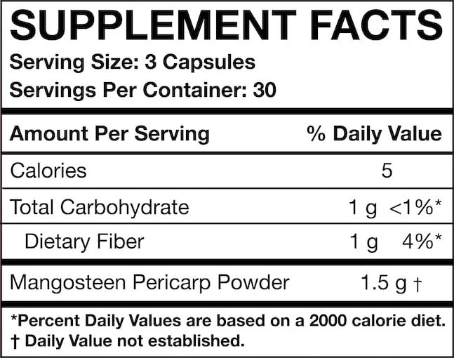 Xanthone-rich MOJObody Mangosteen Pericarp Capsules concept