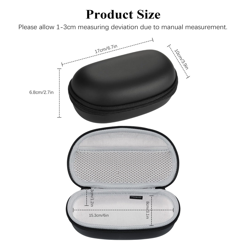 Inside view showing mirror, compartments and mesh pocket