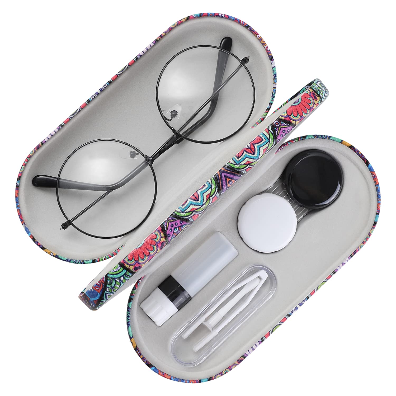 MoKo 2-in-1 eyeglass and contact lens case with built-in mirror