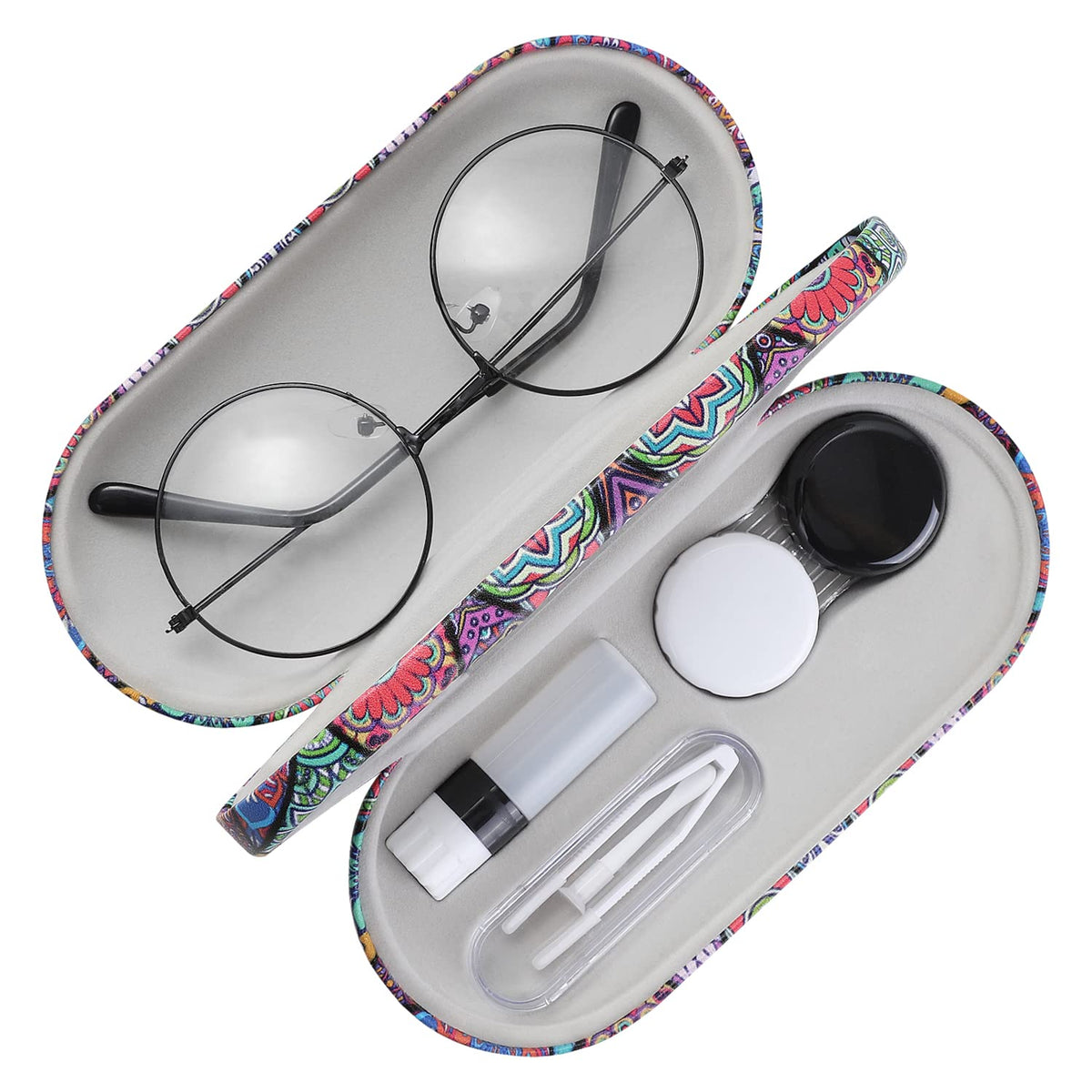 MoKo 2-in-1 eyeglass and contact lens case with built-in mirror