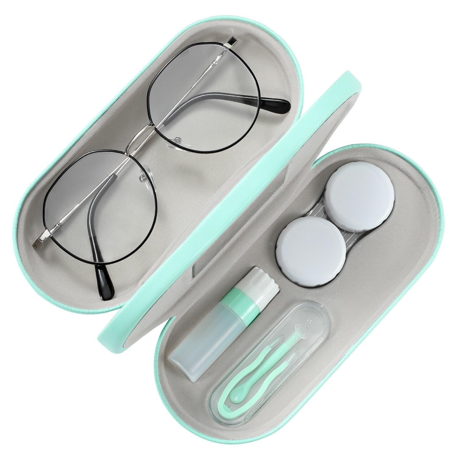 Front view of MoKo 2-in-1 Eyeglass and Contact Lens Case in Green