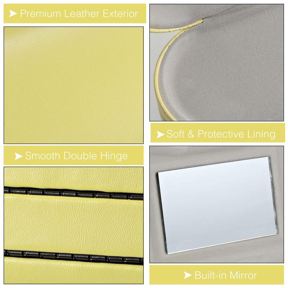 Eyeglass case with mirror on the contact lens side for easy lens removal.