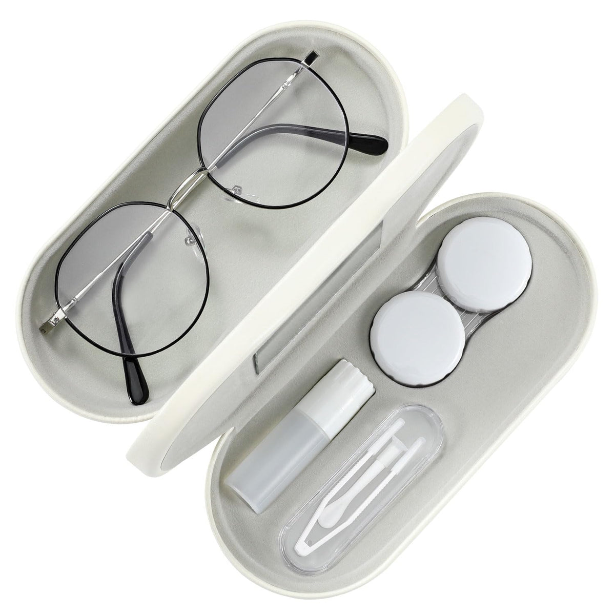 MoKo 2-in-1 eyeglass and contact lens case on beige exterior