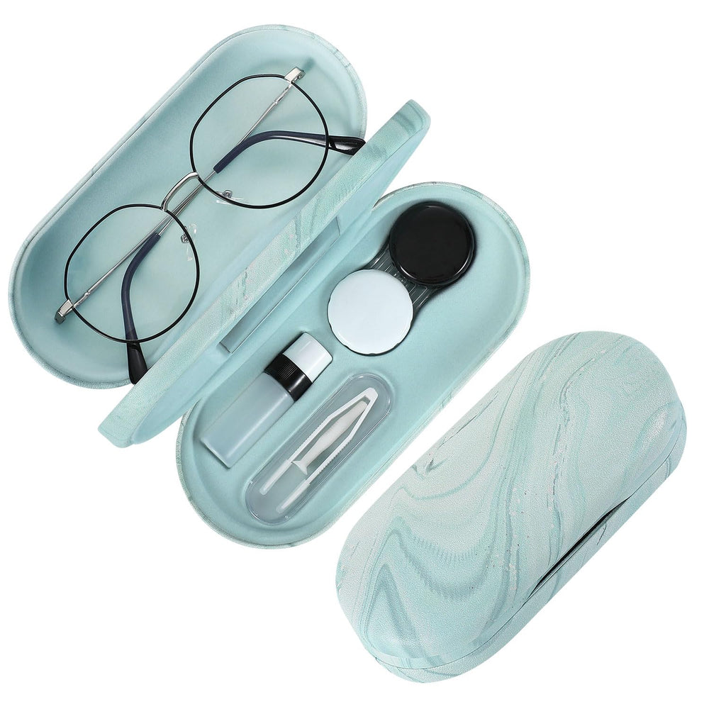 MoKo 2-in-1 double-sided eyeglasses case in blue water color, exterior view