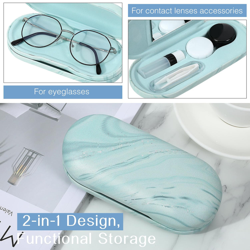 Interior view showing two sides for eyeglasses and contact lens accessories