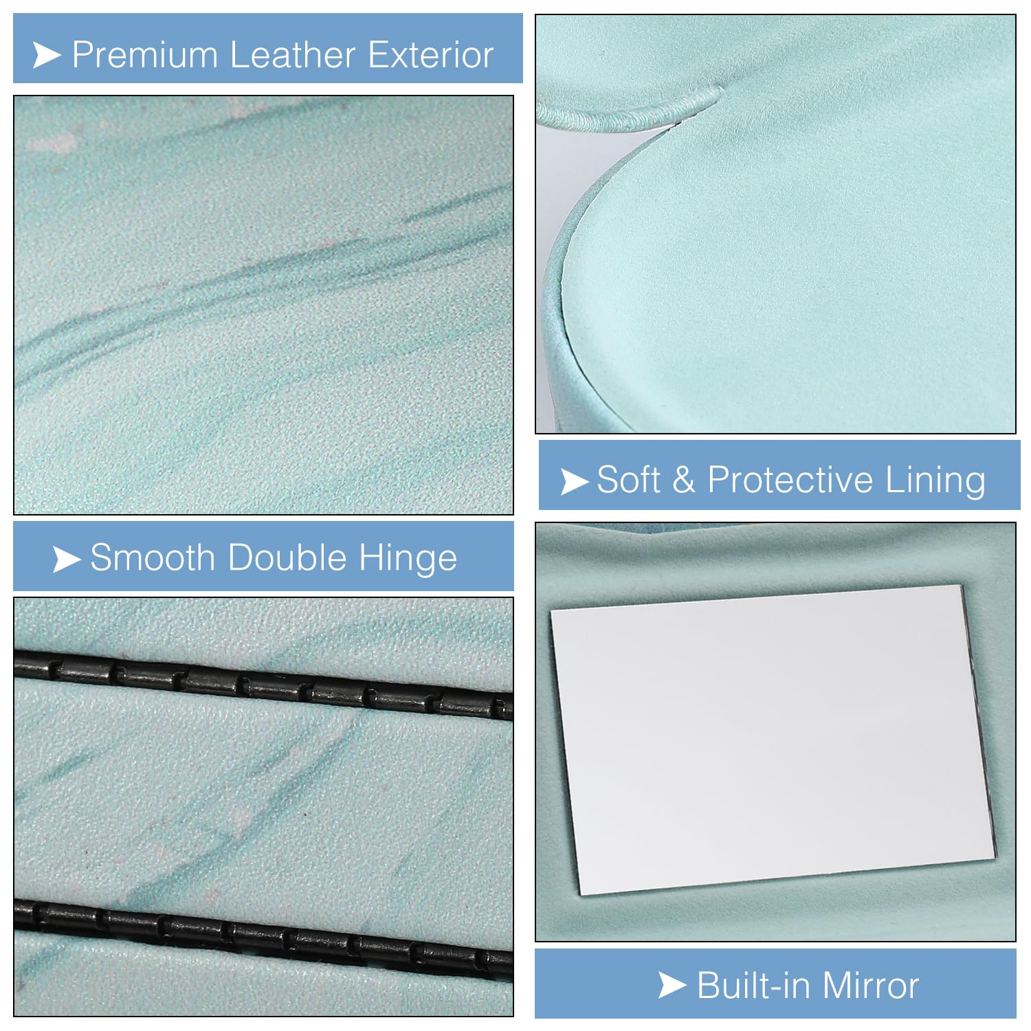 Built-in mirror on the case for quick eye checks