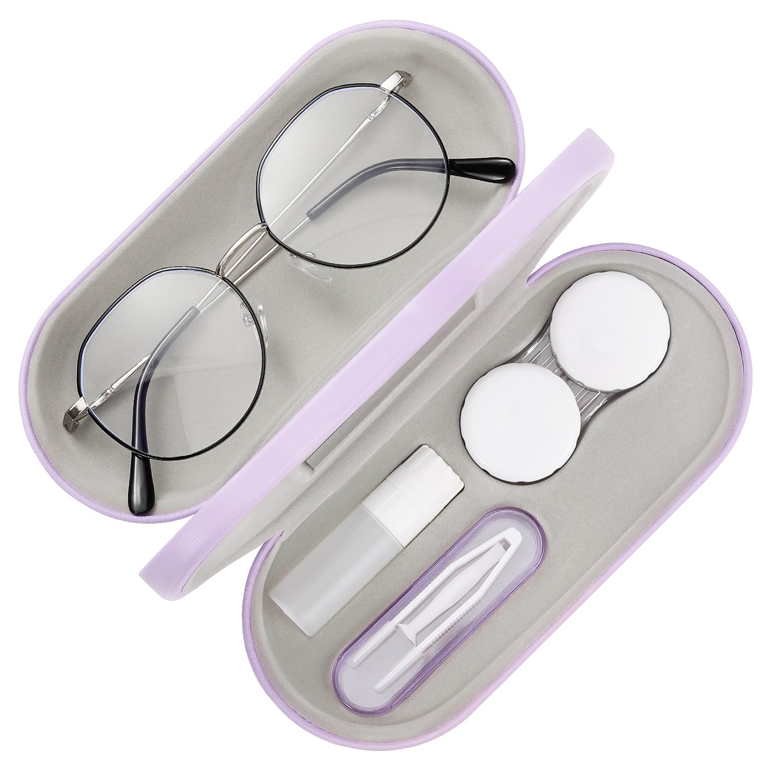 MoKo double eyeglass case in lilac front view
