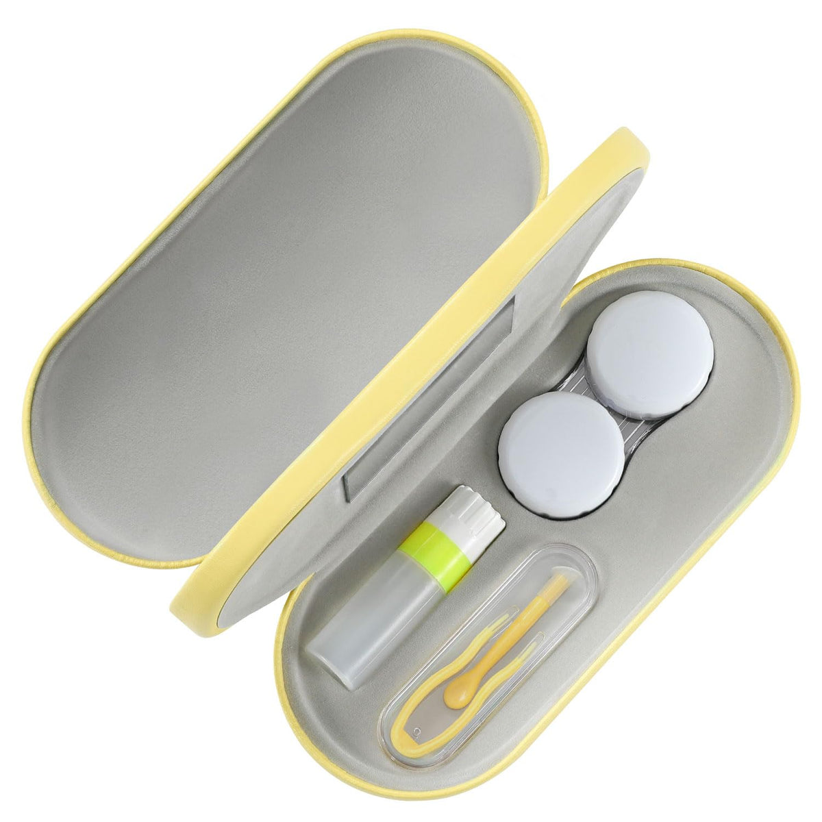 MoKo double eyeglass case in yellow with 2-in-1 design for glasses and contact lenses.
