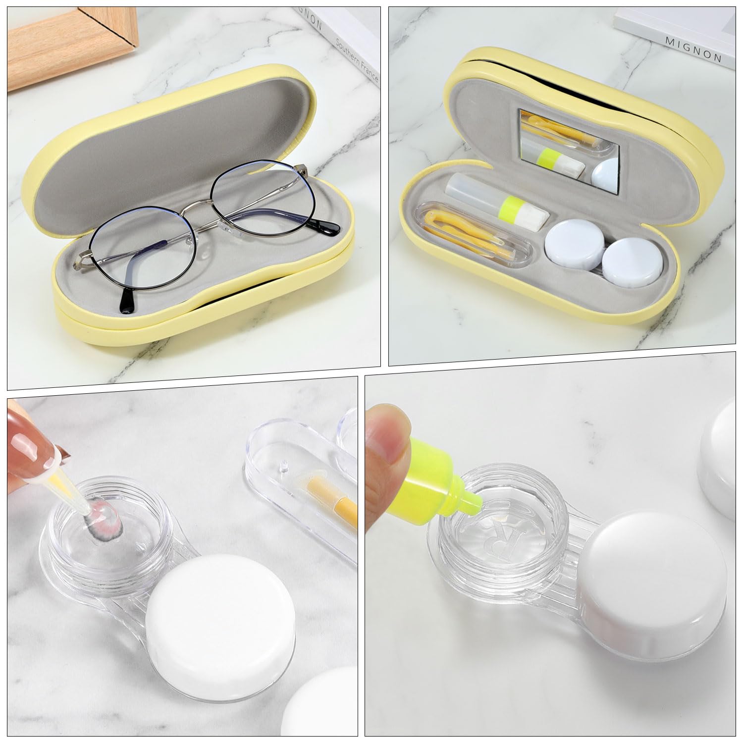 Soft leather exterior with protective lining to shield glasses from scratches.