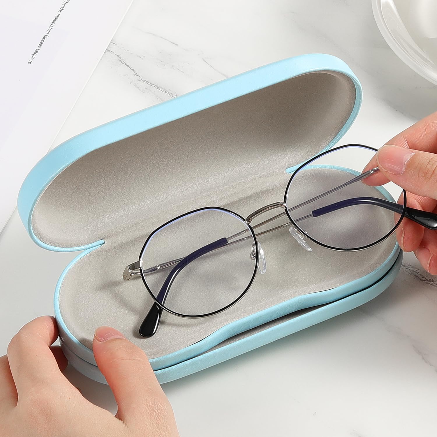 Compact travel-friendly eyeglass and lens storage kit