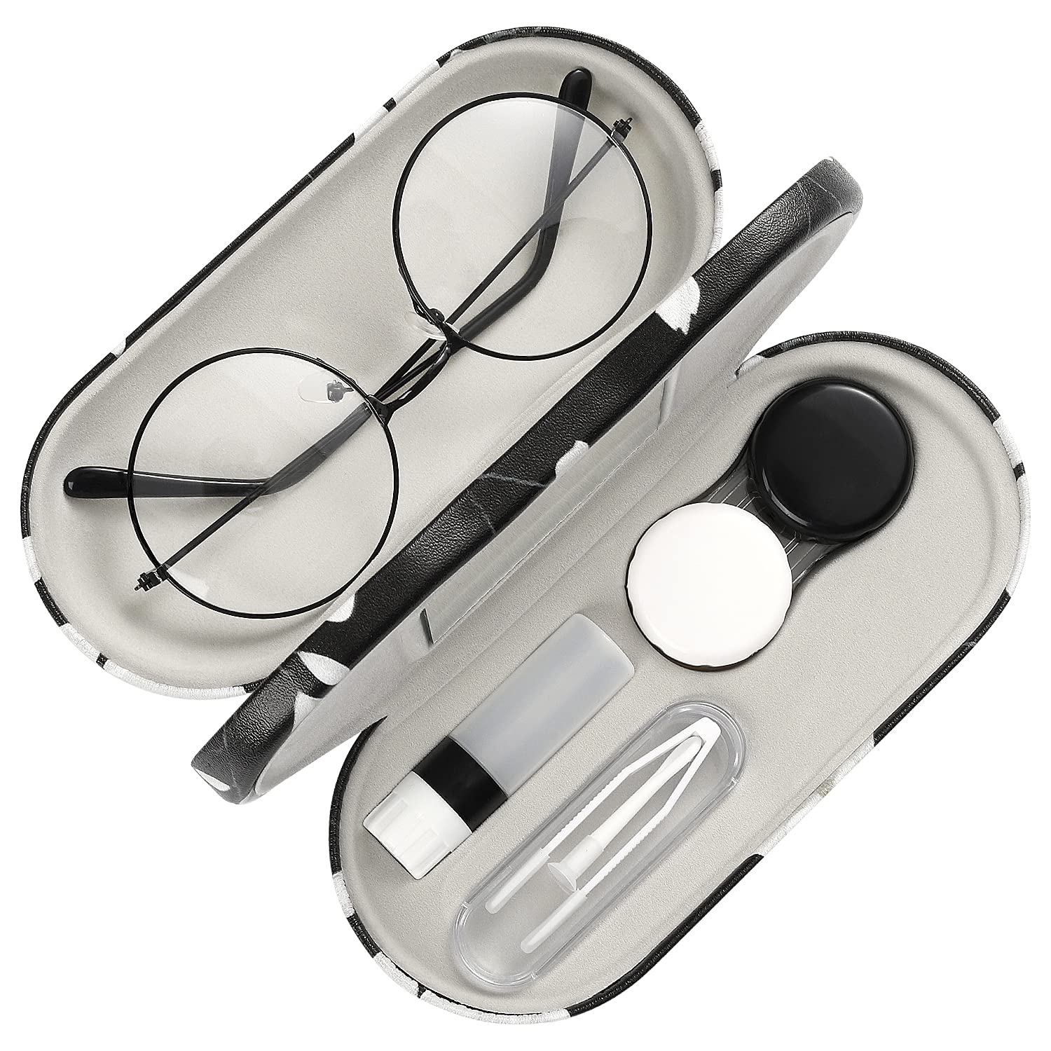 MoKo 2-in-1 double eyeglass case with built-in mirror