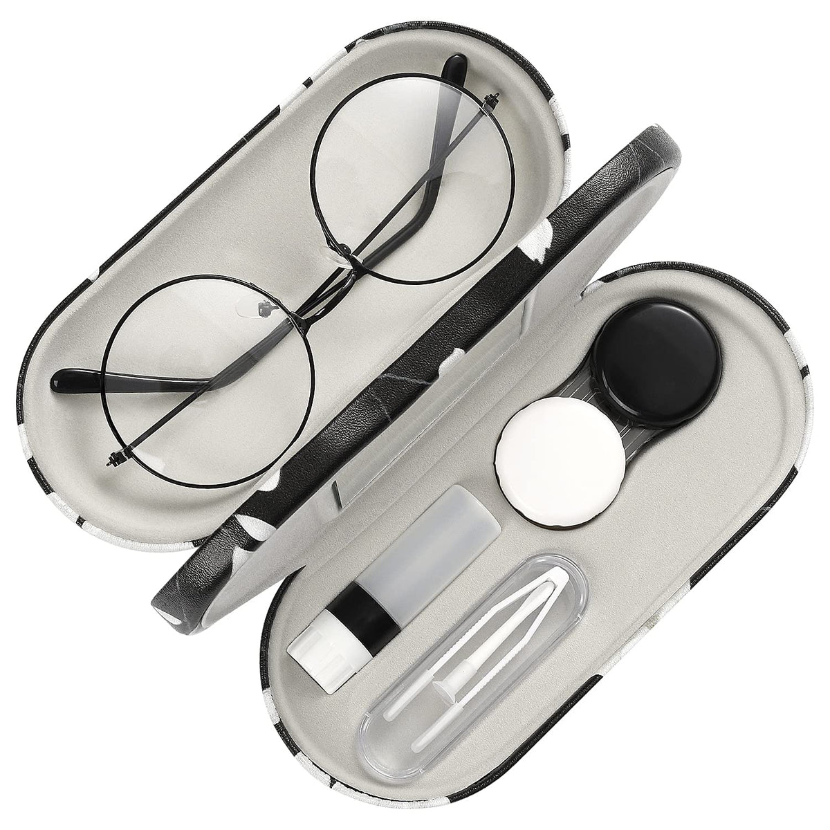 MoKo 2-in-1 double eyeglass case with built-in mirror