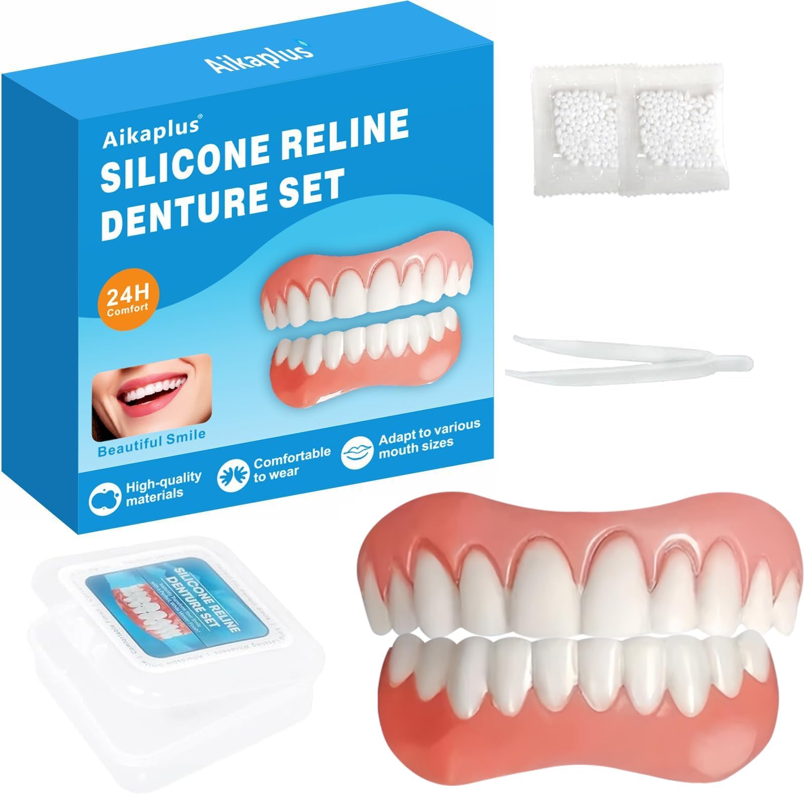 Natural-looking moldable false teeth