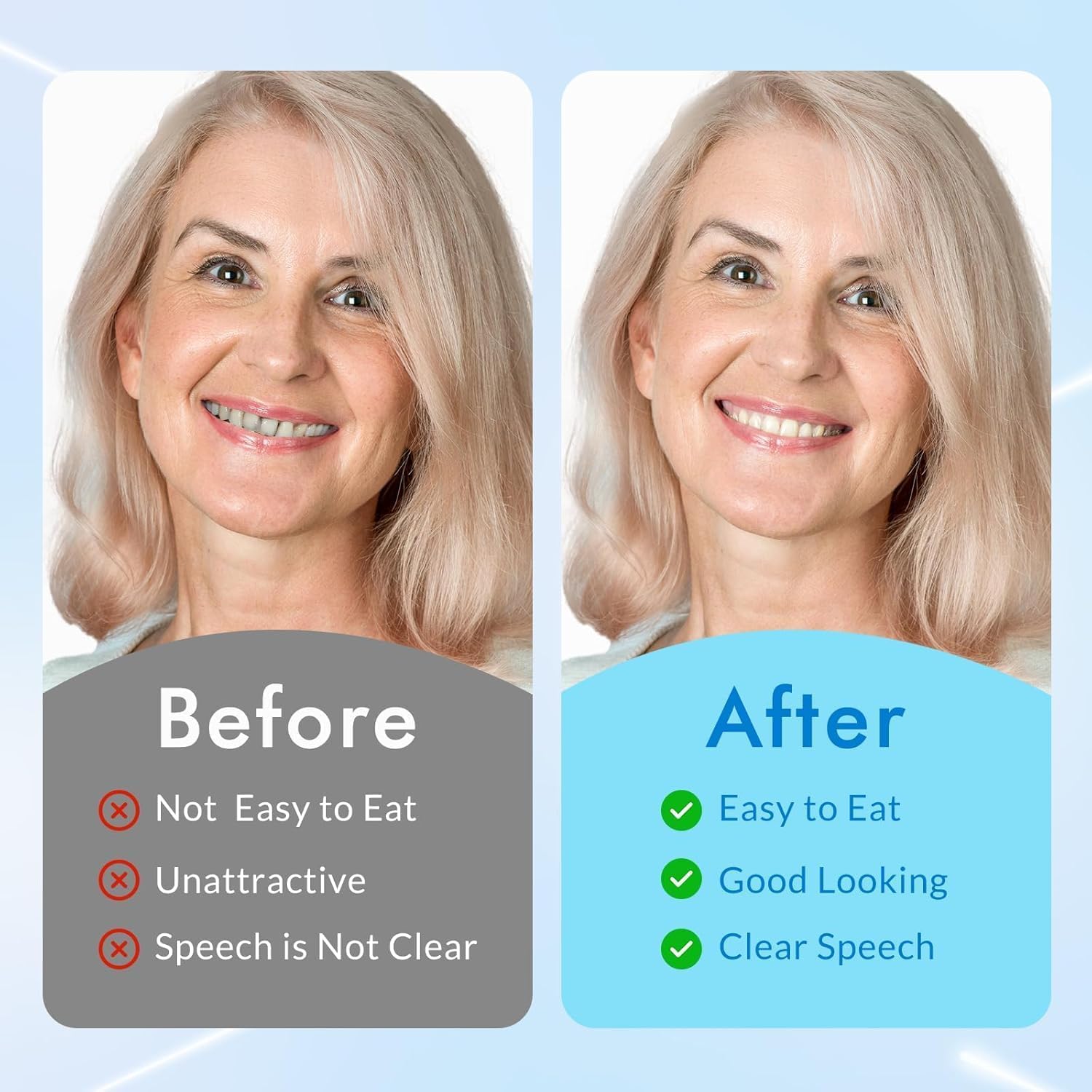 Easy cleaning moldable teeth