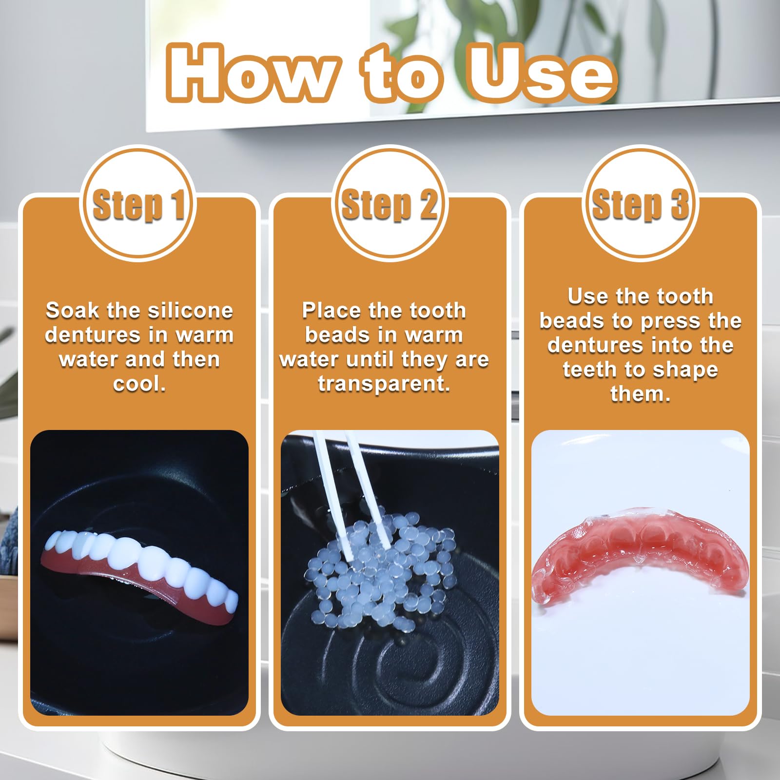 Hands shaping moldable teeth at home