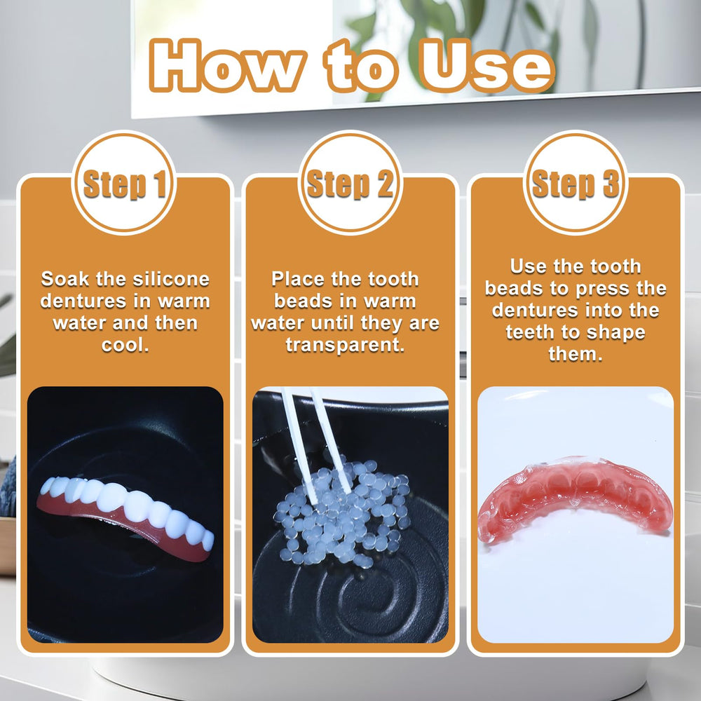 Hands shaping moldable teeth at home