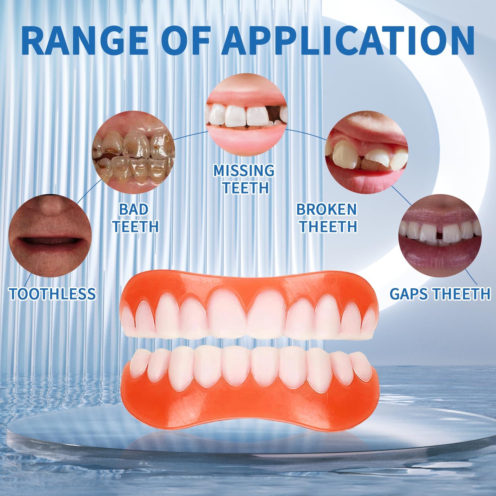 Dentures being cleaned with warm water