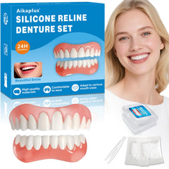 Moldable false teeth kit for upper and lower dentures