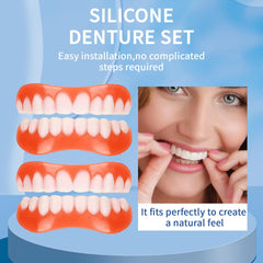 Upper and lower moldable silicone denture set