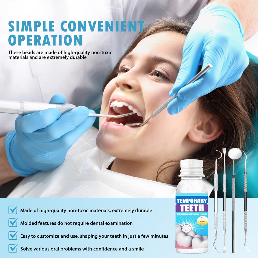Moldable tooth filling beads used in the kit.