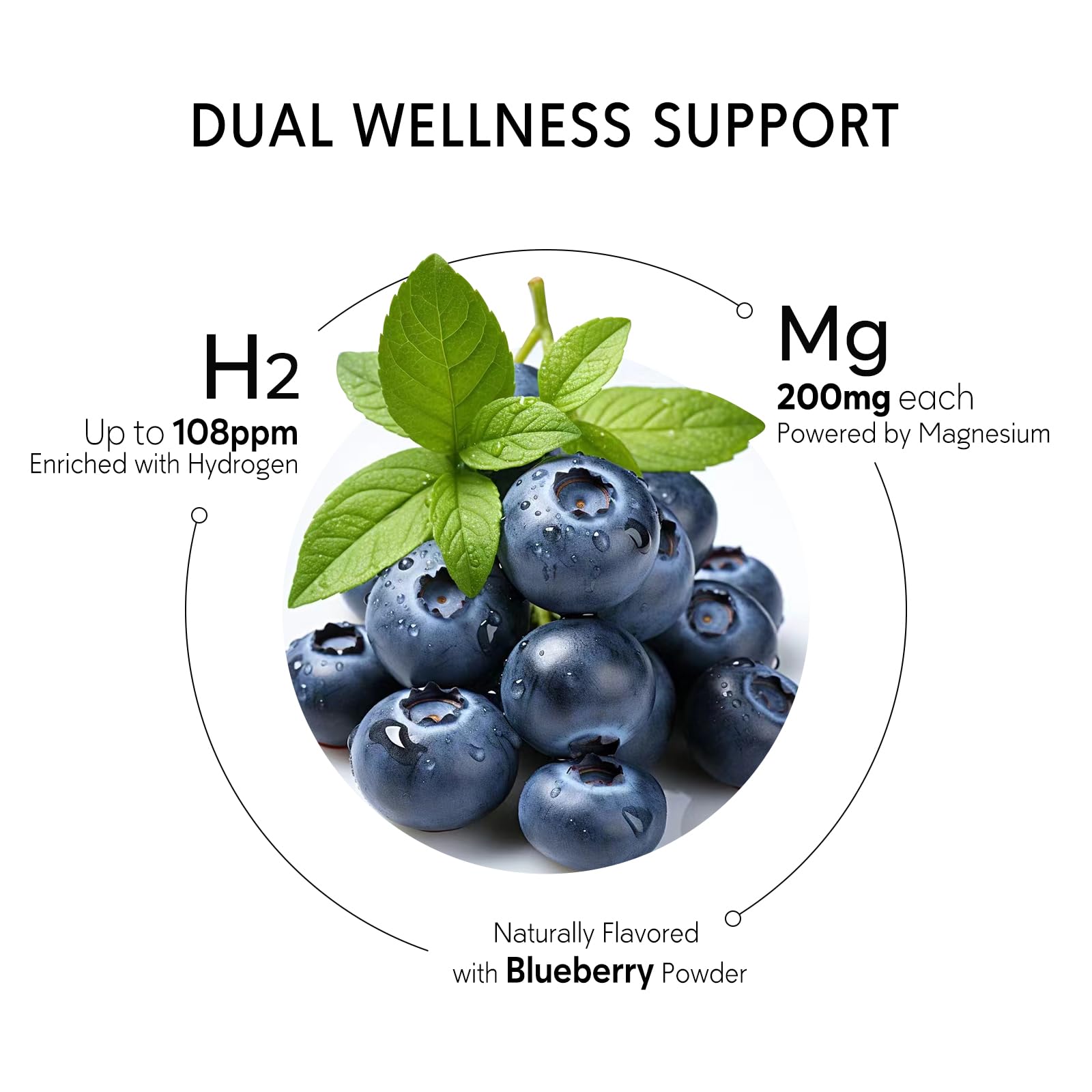 Glass of water with hydrogen tablet dissolving, 108 PPM