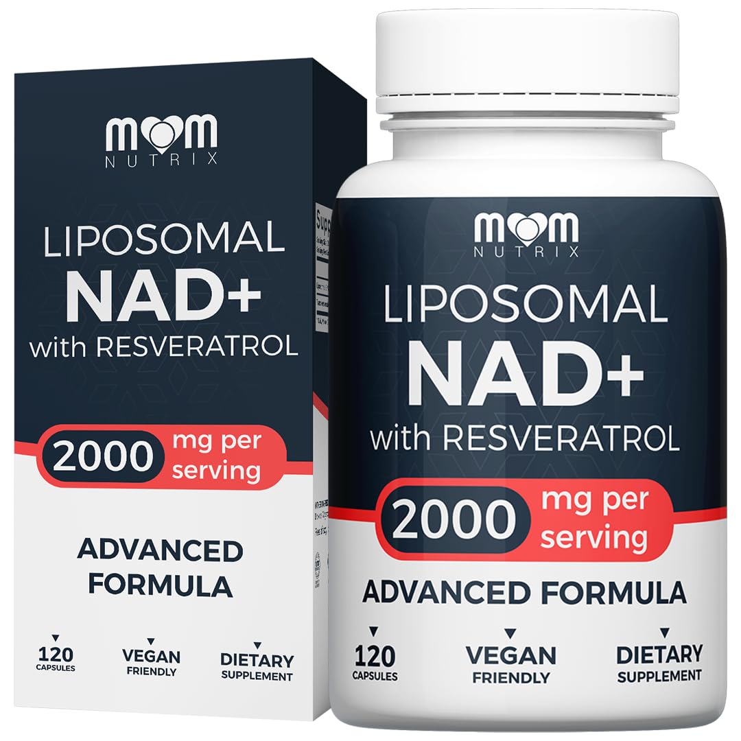 MOM NUTRIX Liposomal NAD+ with Resveratrol bottle and 120 capsules