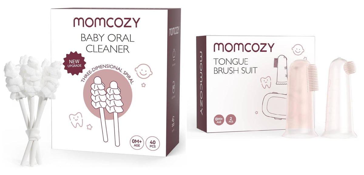 Momcozy baby tongue cleaner and gauze set product shot