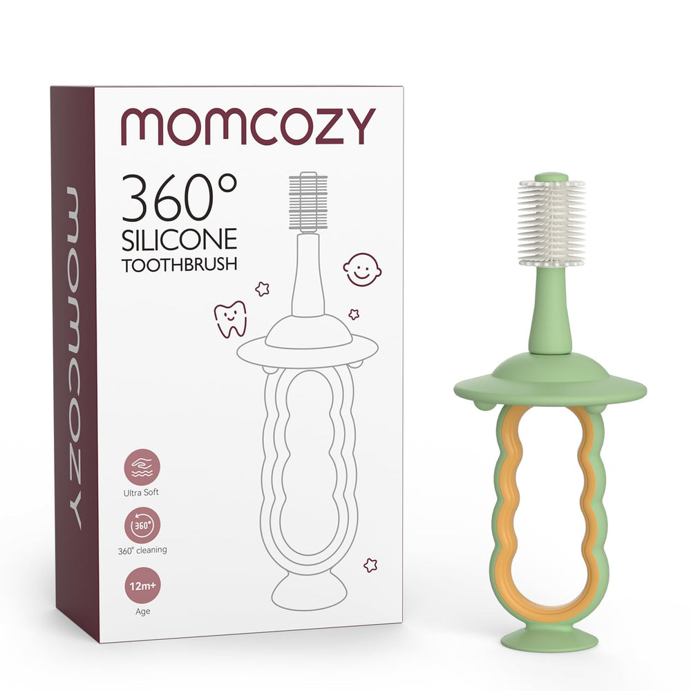 Momcozy baby toothbrush green with 360° bristles