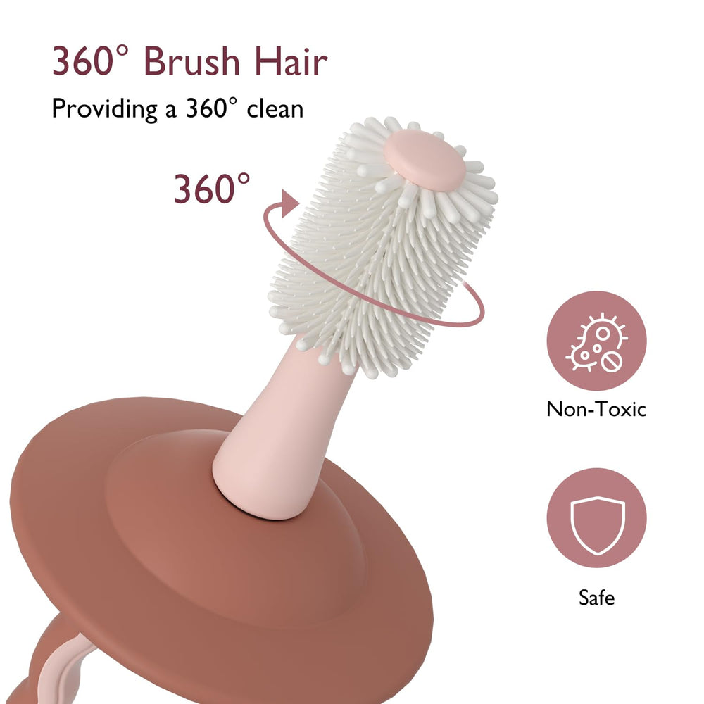 Toothbrush with suction base resting on a clean surface