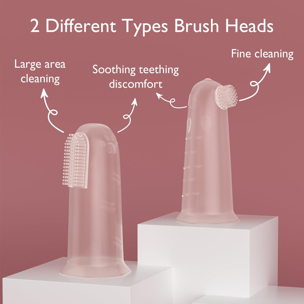 Two brush heads design for baby finger toothbrush