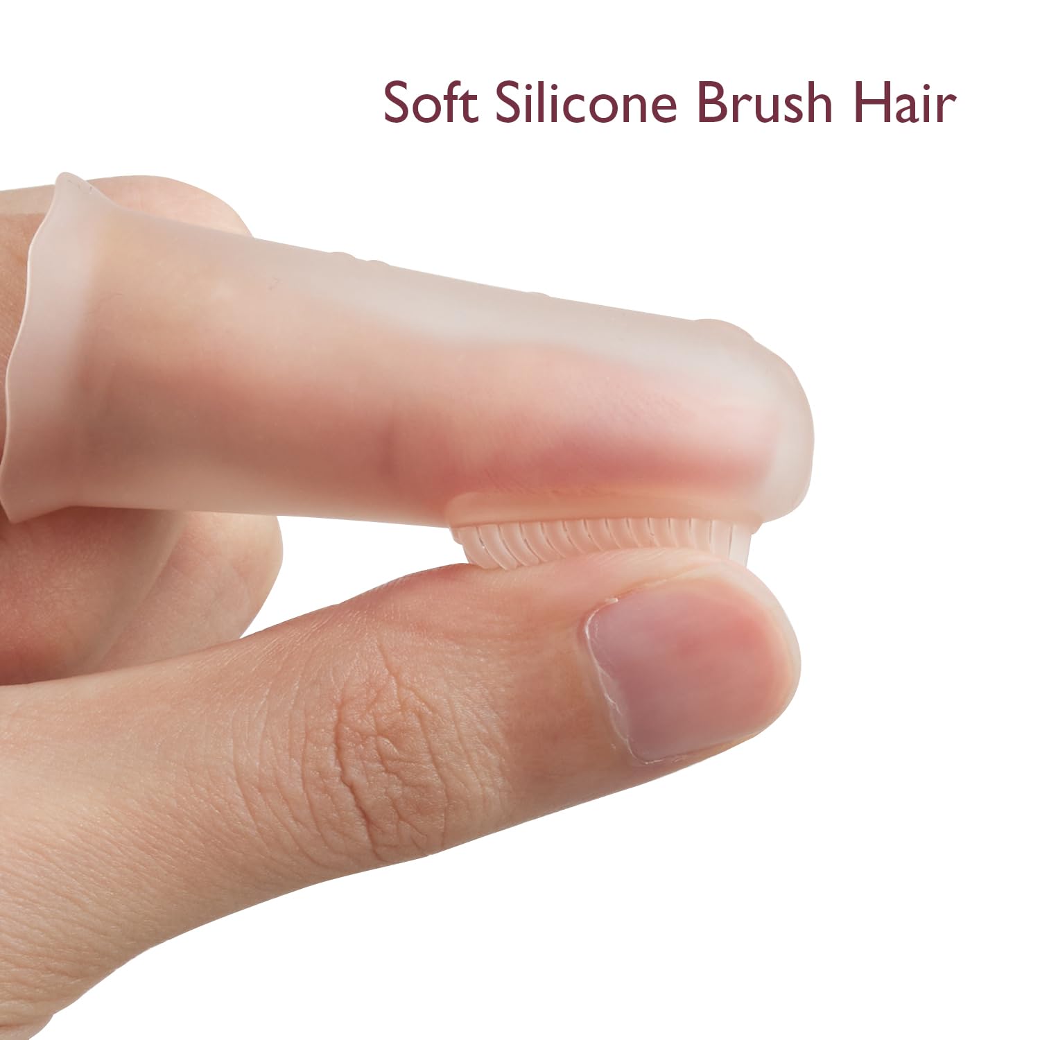 Raised gum-massage pattern on back of finger toothbrush
