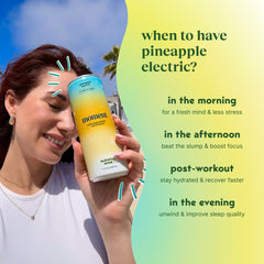 Moment Pineapple Electric glass pour demonstrates electrolyte balance with magnesium, potassium, sodium for energy and focus.