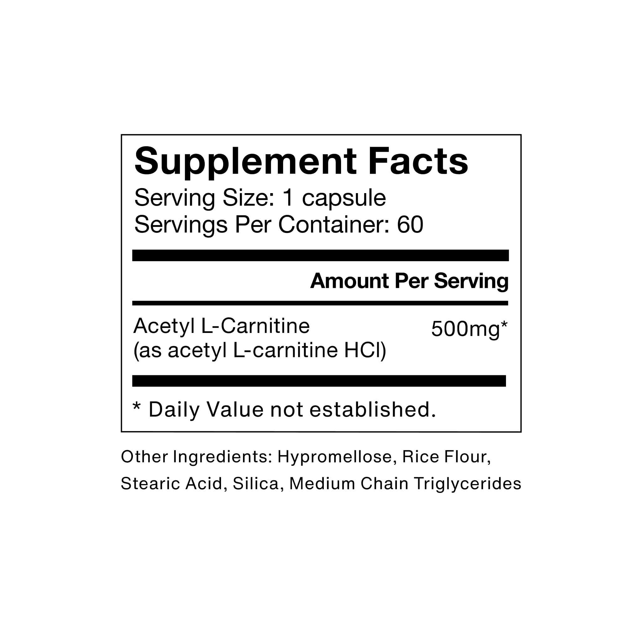 Close-up of Momentous Acetyl-Carnitine label with NSF Certified for Sport