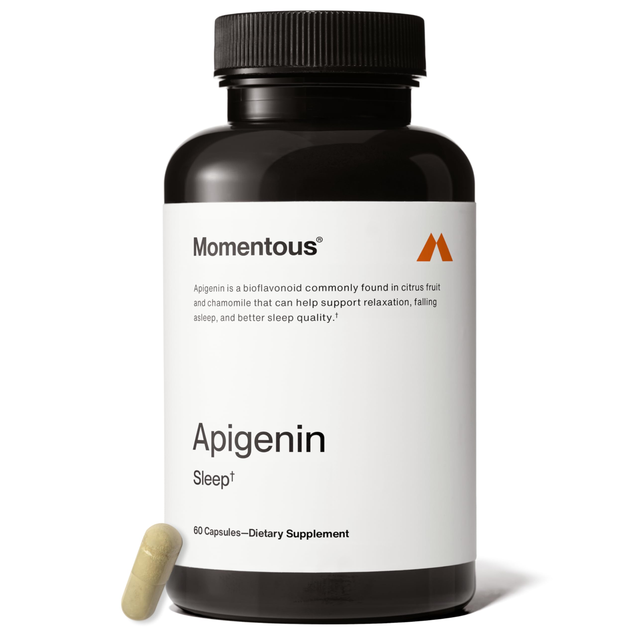 Momentous Apigenin supplement bottle with 60 capsules