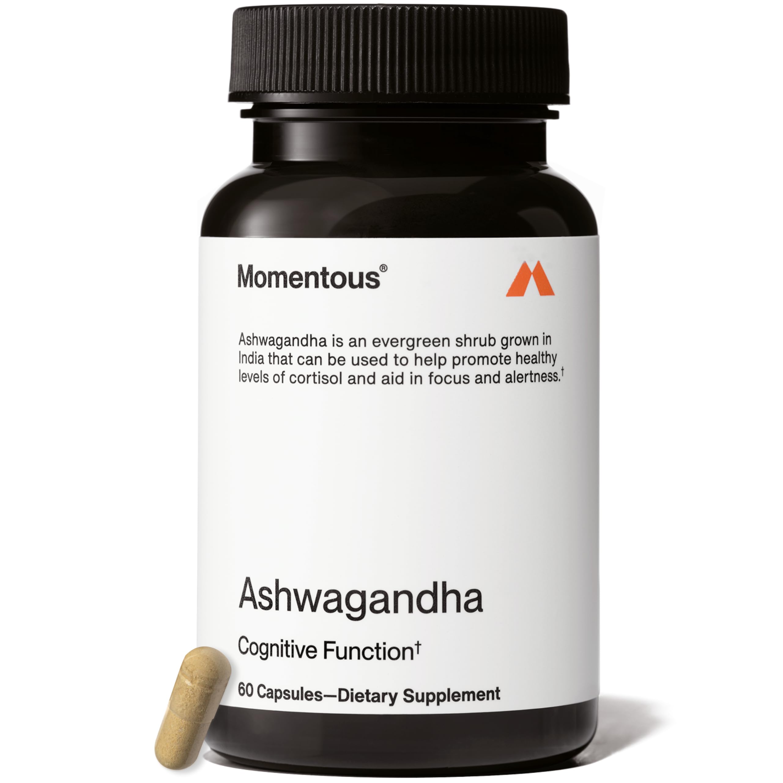 Momentous Ashwagandha 300 mg NooGandha extract bottle front view