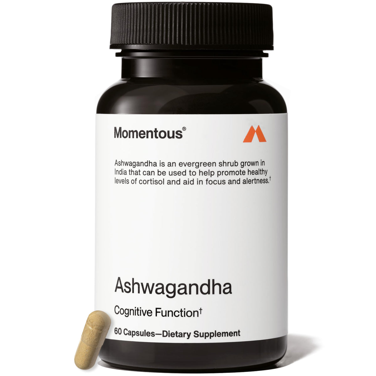 Momentous Ashwagandha 300 mg NooGandha extract bottle front view